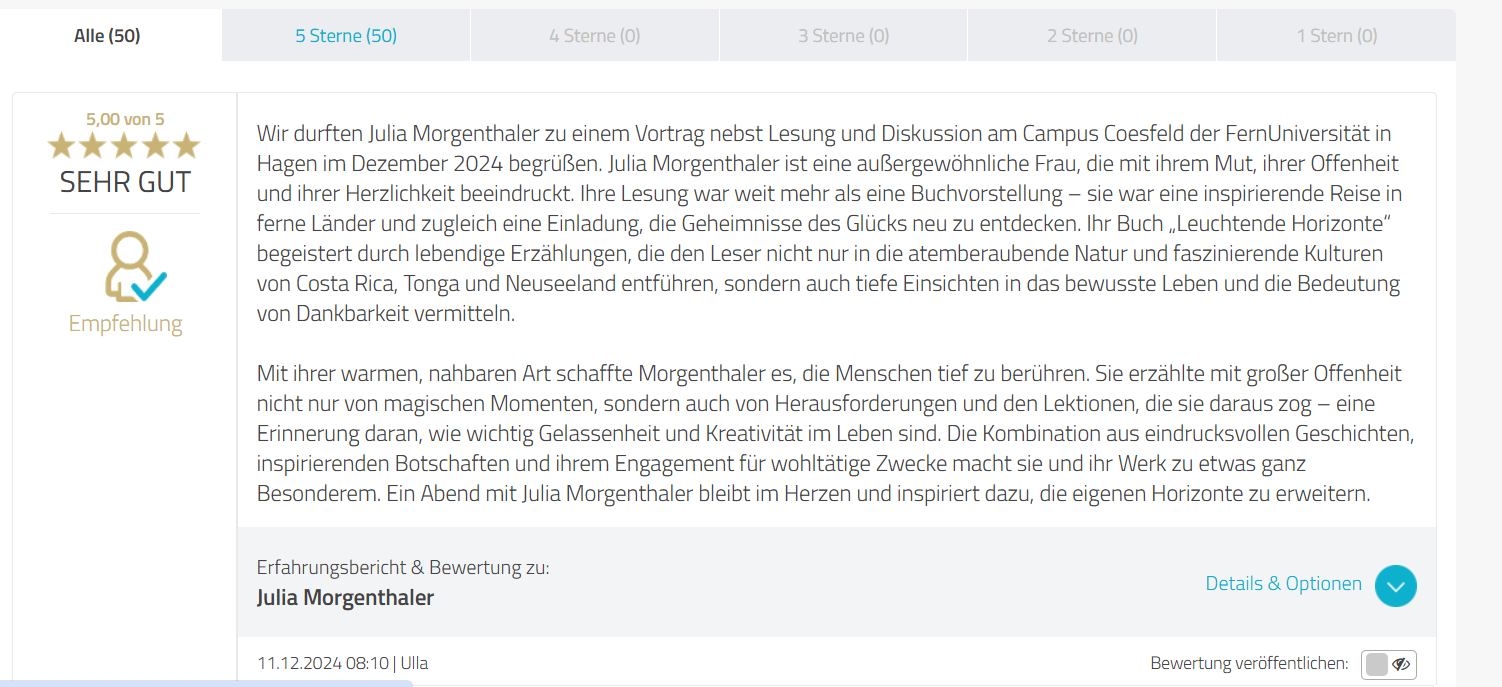 Bewertung Vortrag FernUniversität Hagen